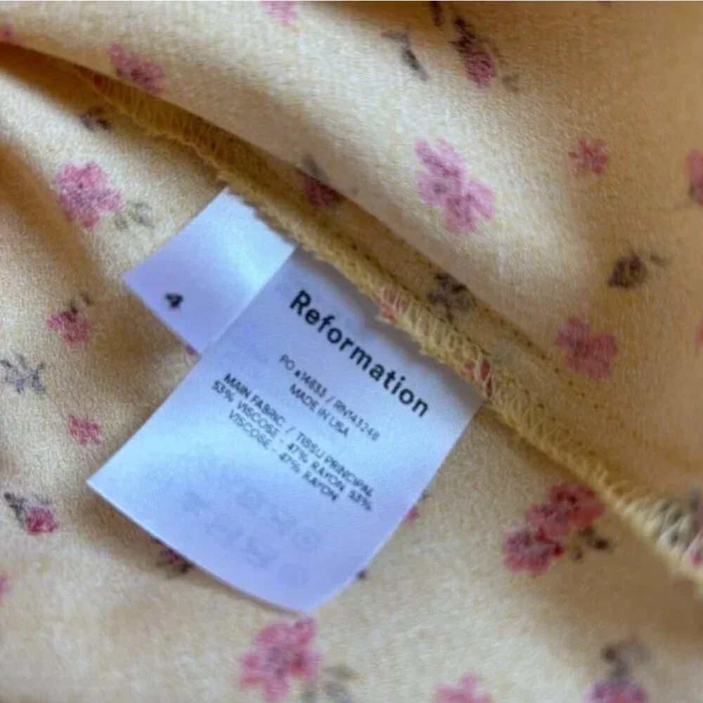 Reformation Mustard Floral Midi Dress - Size US 4 - Picture 8 of 8